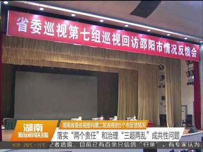 湖南省委巡视组向第二轮巡视的5个市反馈情况