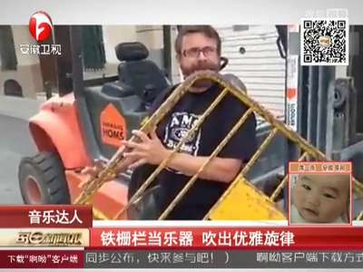 [视频]铁栅栏当乐器 吹出优雅旋律