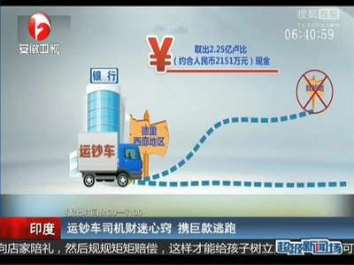 [视频]印度运钞车司机财迷心窍 携巨款逃跑