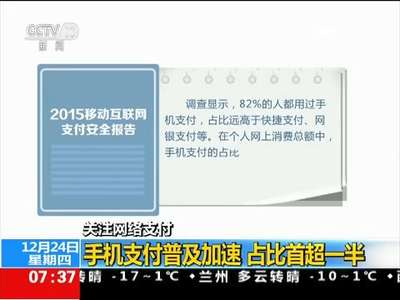 [视频]关注网络支付：手机支付普及加速 占比首超一半