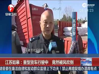 [视频]监拍货车行驶中被大风吹倒 货物与车侧翻在地