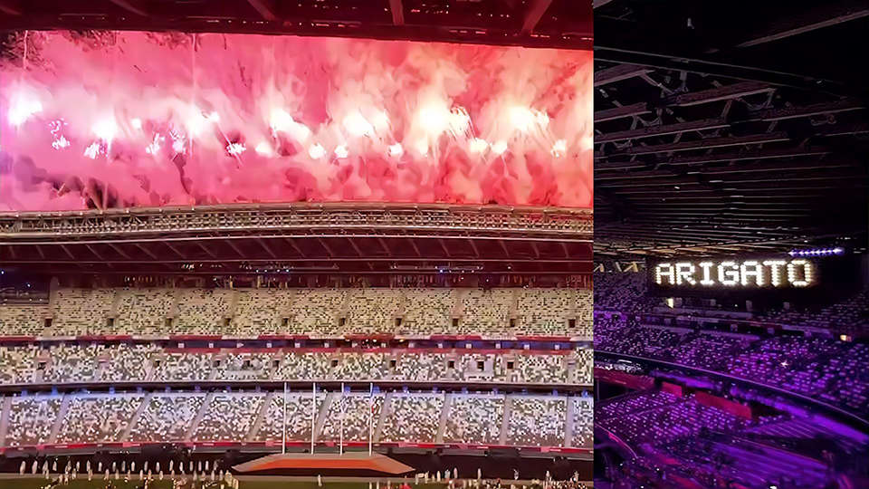 奥运闭幕，巨大焰火在东京上空绽放