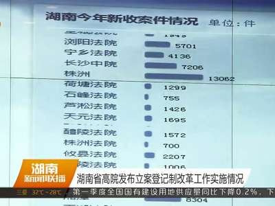 湖南省高院发布立案登记制改革工作实施情况