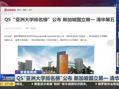 [视频]QS“亚洲大学排名榜”公布 新加坡国立第一清华第五