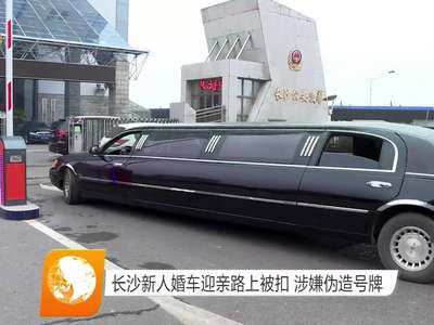 长沙新人婚车迎亲路上被扣 涉嫌伪造号牌