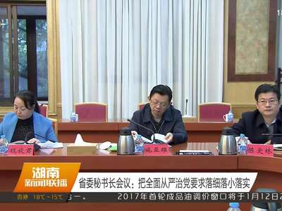 湖南省委秘书长会议：把全面从严治党要求落细落小落实