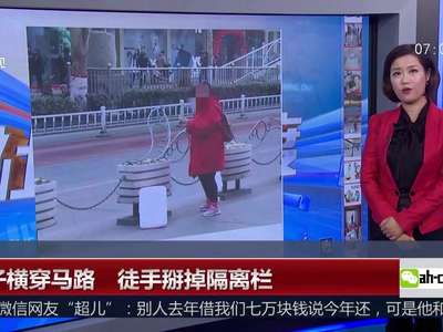 [视频]彪悍女横穿马路嫌隔离栏挡路 徒手将其掰掉