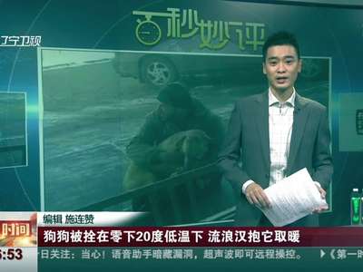 [视频]狗狗被拴在零下20度低温下 流浪汉抱它取暖