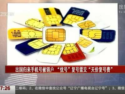 [视频]出国归来手机号被销户 “优号”复号需交“天价复号费”