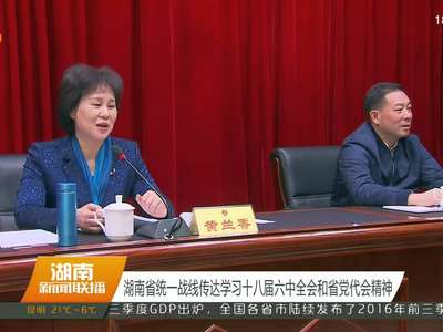 湖南省统一战线传达学习十八届六中全会和省党代会精神