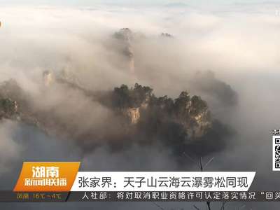 张家界：天子山云海云瀑雾凇同现