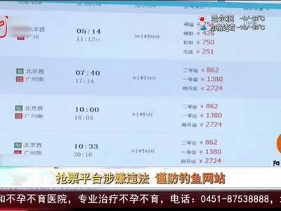 [视频]抢票平台涉嫌违法 谨防钓鱼网站