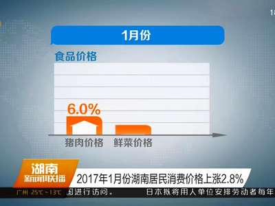 2017年1月份湖南居民消费价格上涨2.8%