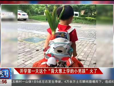 [视频]开学第一天这个“背大葱上学的小男孩”火了