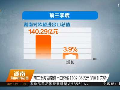 前三季度湖南进出口总值1102.86亿元 呈回升态势