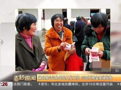 [视频]湖北某公司为农民发工资 2500万现金现场发放