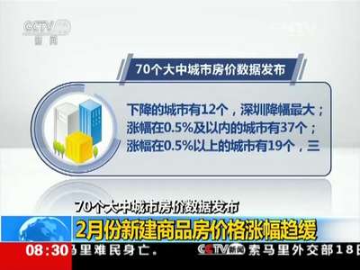 [视频]70个大中城市房价数据发布 2月份新建商品房价格涨幅趋缓