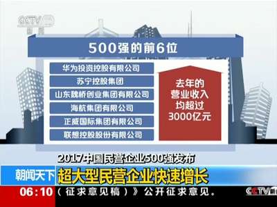 [视频]2017中国民营企业500强发布：超大型民营企业快速增长