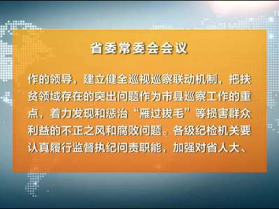 杜家毫主持召开省委常委会会议 传达学习王岐山、赵乐际同志在湘调研和在巡察工作座谈会上的重要讲话精神