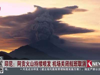 [视频]印尼：阿贡火山持续喷发 机场关闭航班取消