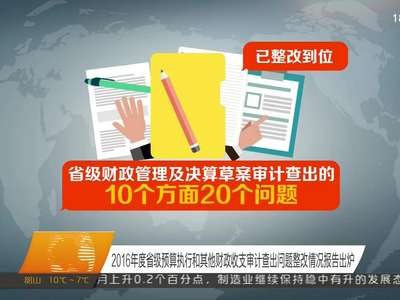 2016年度省级预算执行和其他财政收支审计查出问题整改情况报告出炉