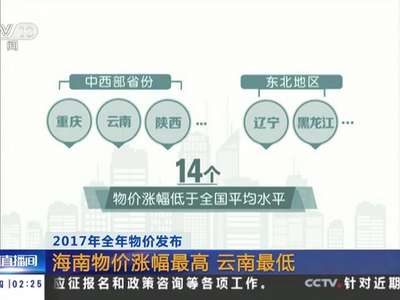 [视频]2017年全年物价发布 海南物价涨幅最高 云南最低