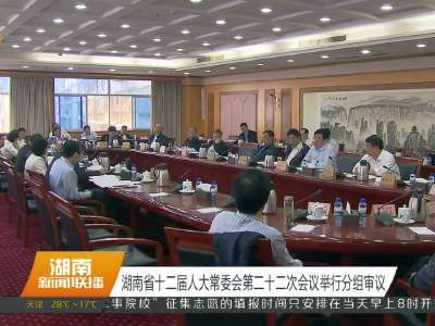 湖南省十二届人大常委会第二十二次会议举行分组审议