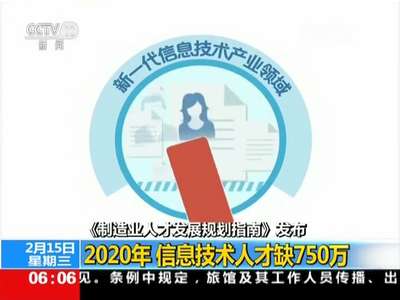 [视频]《制造业人才发展规划指南》发布：2020年 信息技术人才缺750万