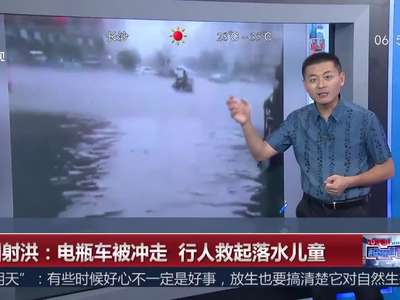 [视频]母女骑电瓶车被水冲走 行人勇救落水儿童