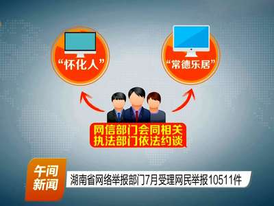 湖南省网络举报部门7月受理网民举报10511件