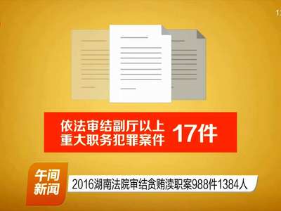 2016湖南法院审结贪贿渎职案988件1384人