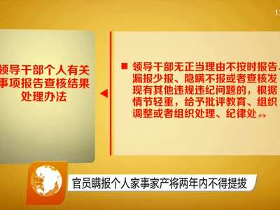 官员瞒报个人家事家产将两年内不得提拔