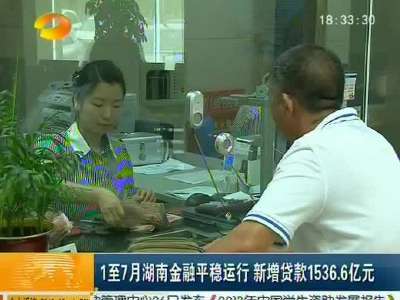 1至7月湖南金融平稳运行 新增贷款1536.6亿元